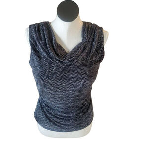 Dressbarn Women Sleeveless Metallic Gray Sweater Top Cowlnec